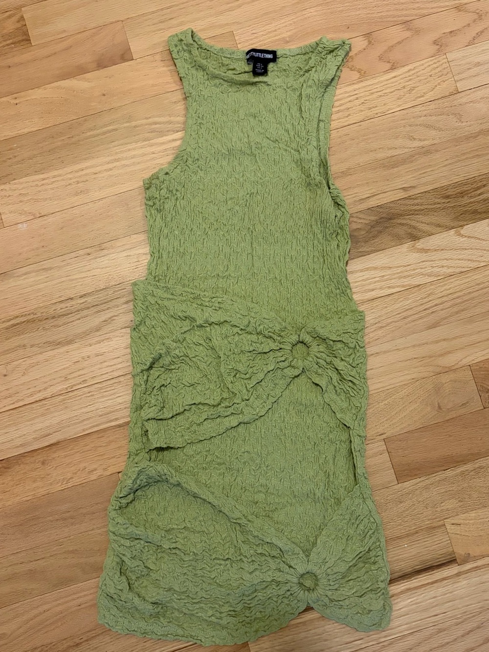 PrettyLittleThing Light Green Textured Mini Dress